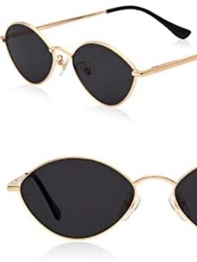 Retro Oval Sunglasses - Black/Gold